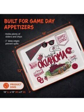 University Of Oklahoma Ceramic Serving Tray 16"x12" Game Day Appetizer Platter